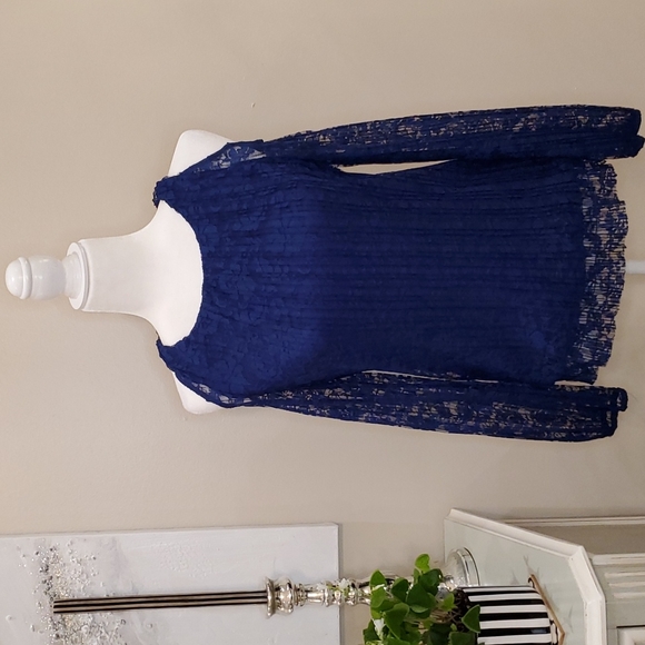 🎉HP🎉 INC International Concepts NWOT Size S Sapphire Blue Lace Top! 💙💘💙 - Picture 11 of 12